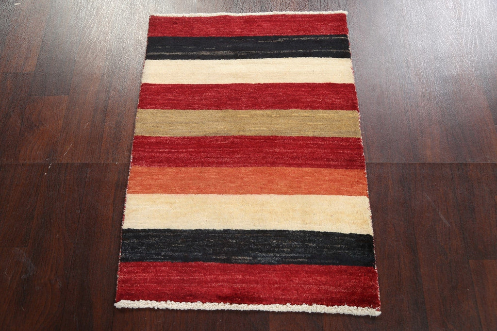 Modern Striped Gabbeh Kashkoli Oriental Rug 2x3