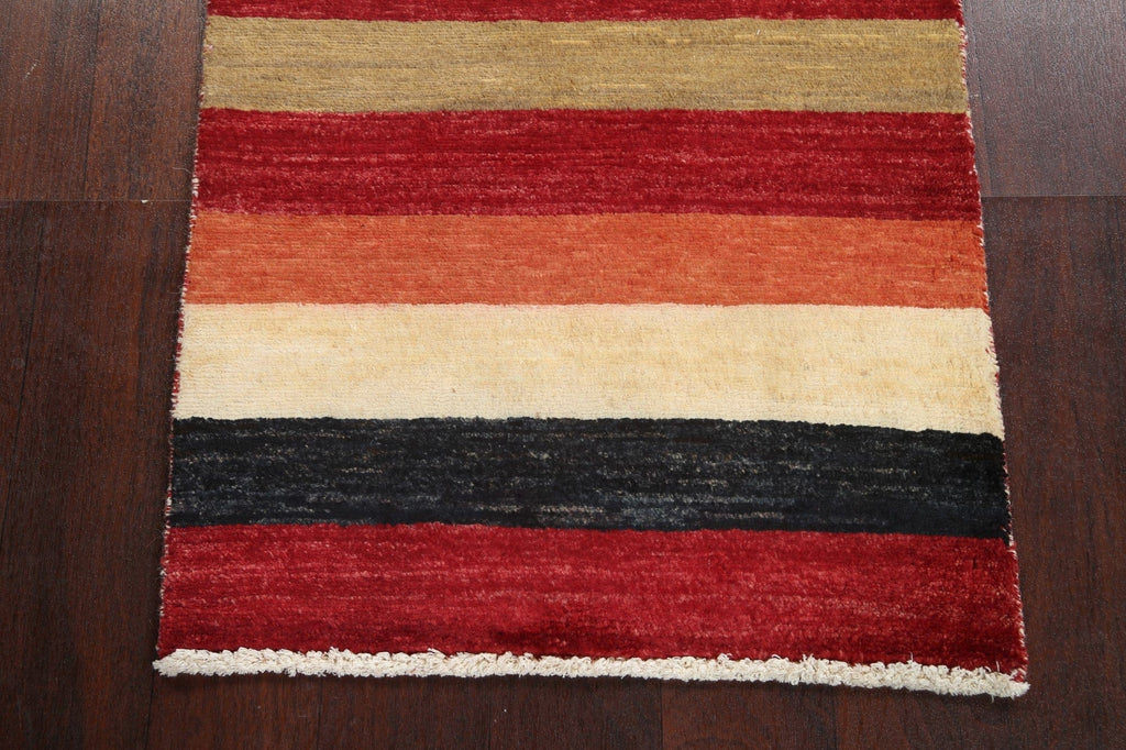 Modern Striped Gabbeh Kashkoli Oriental Rug 2x3