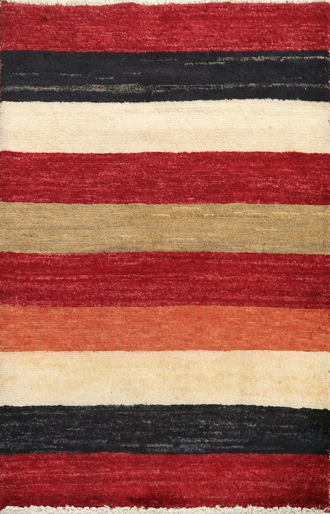 Modern Striped Gabbeh Kashkoli Oriental Rug 2x3