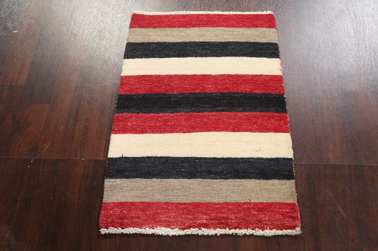 Modern Striped Gabbeh Kashkoli Oriental Rug 2x3