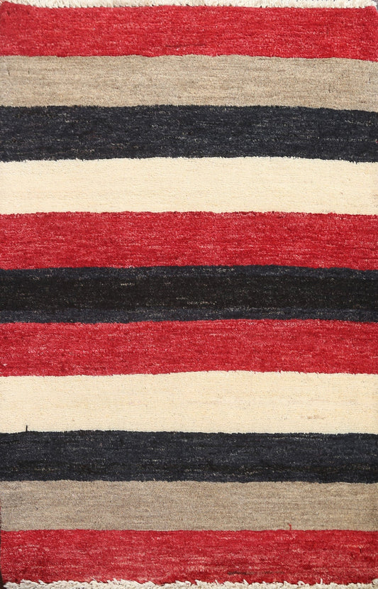 Modern Striped Gabbeh Kashkoli Oriental Rug 2x3