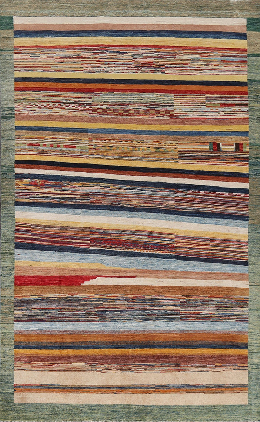 Striped Gabbeh Kashkoli Oriental Wool Rug 6x10