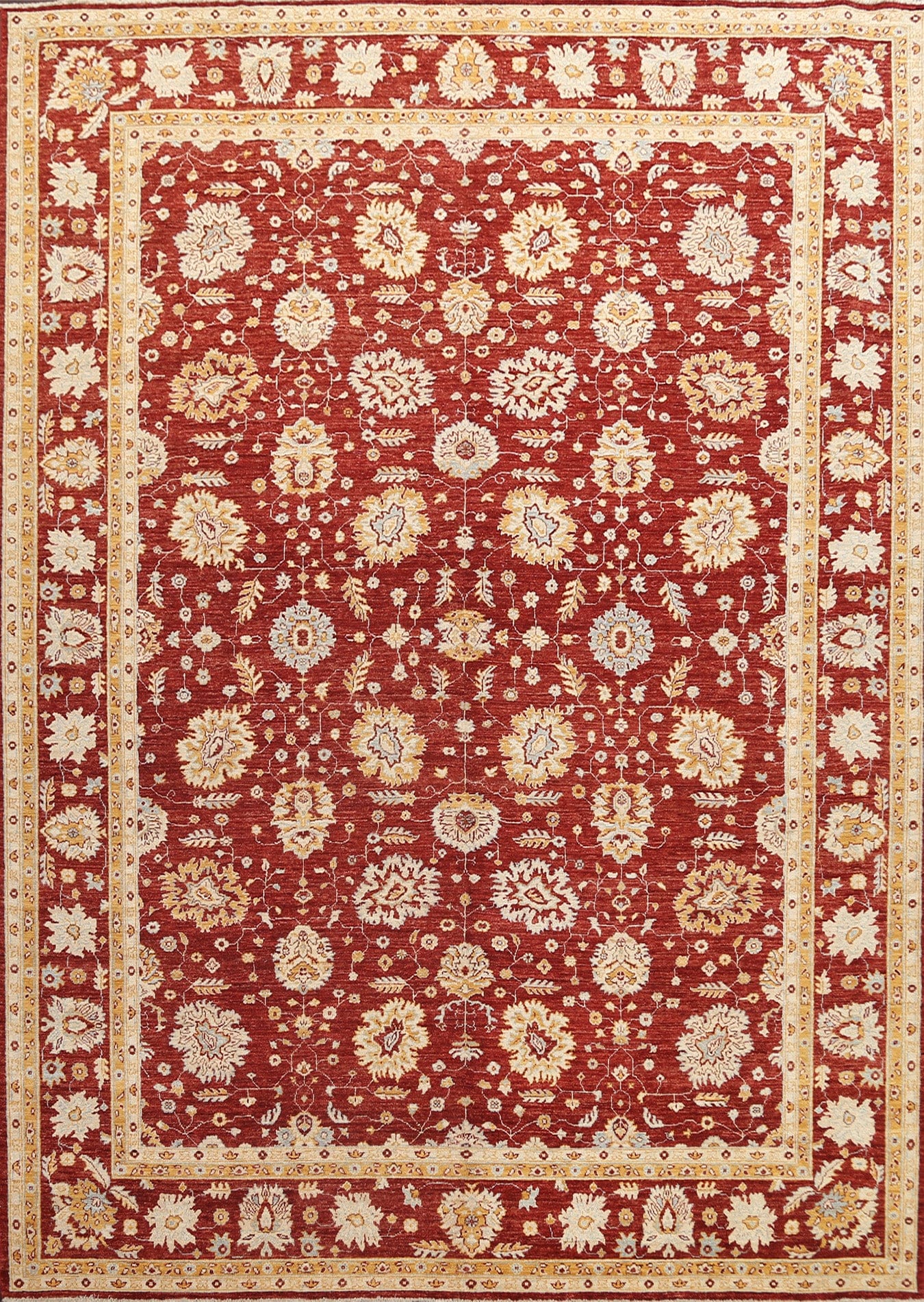 Vegetable Dye Red Chobi Peshawar Oriental Rug 9x12