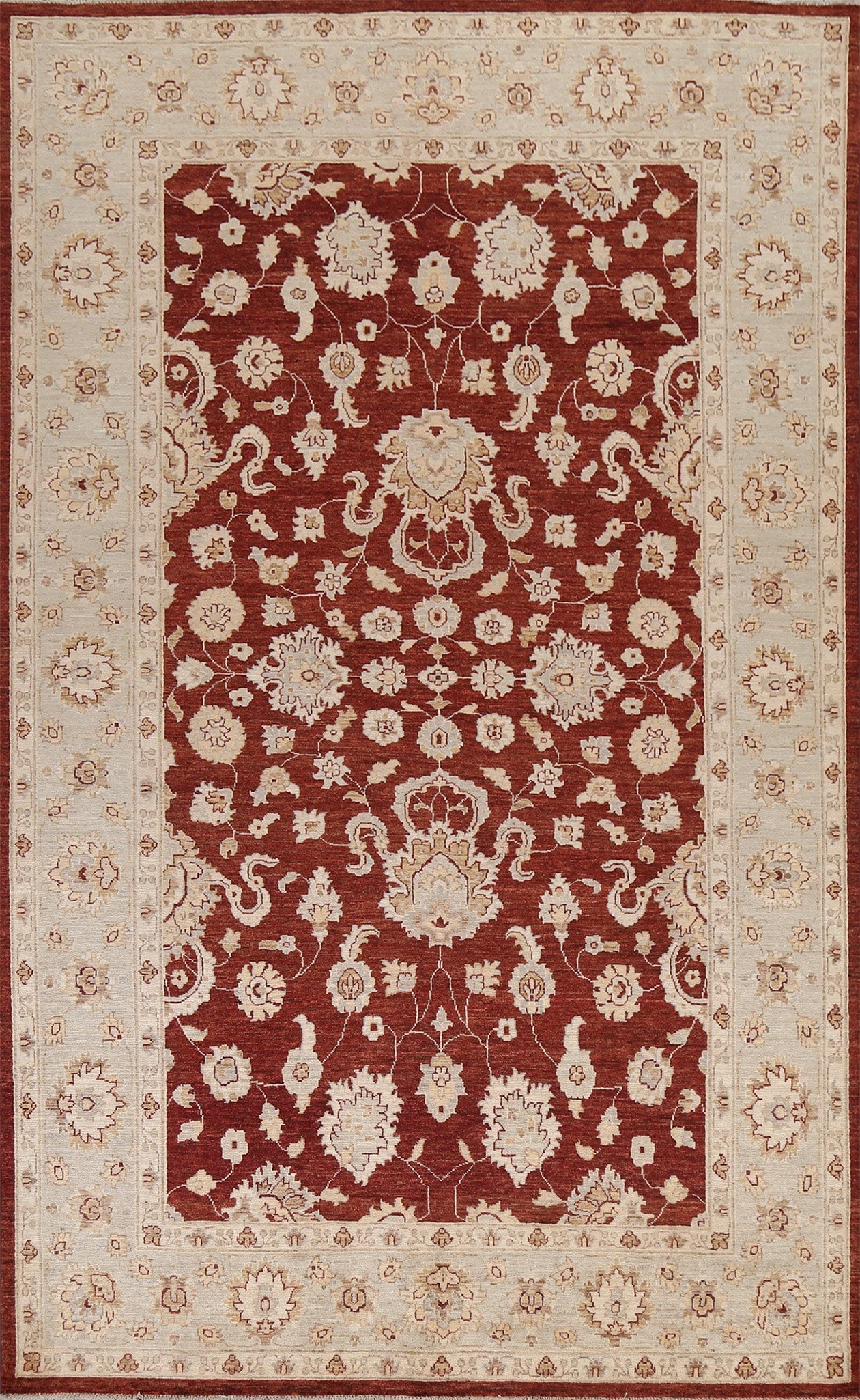 Vegetable Dye Chobi Peshawar Oriental Area Rug 6x9