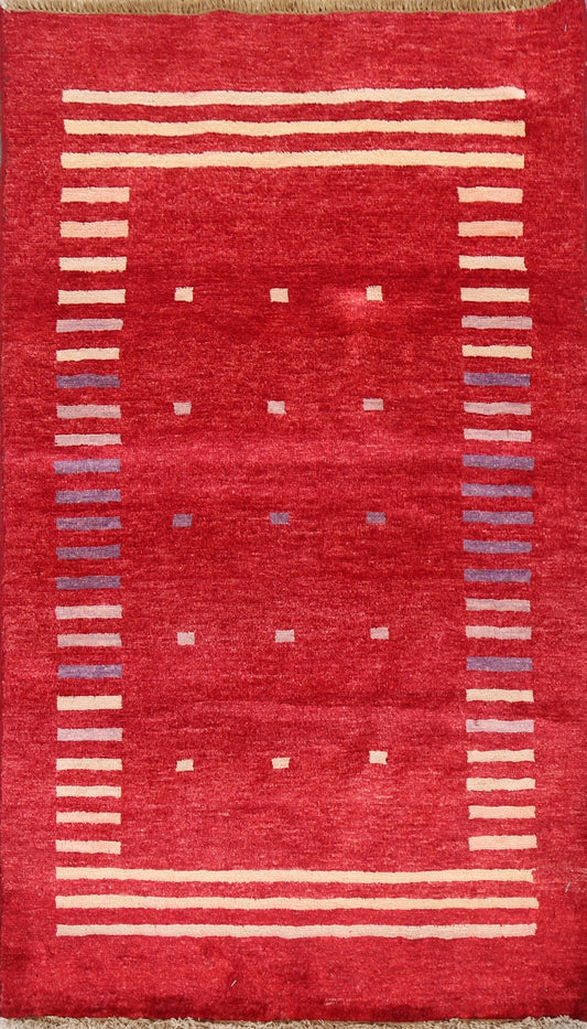 Red Gabbeh Kashkoli Oriental Handmade Rug 3x4