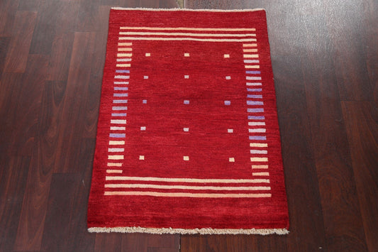 Red Gabbeh Kashkoli Oriental Area Rug 2x3