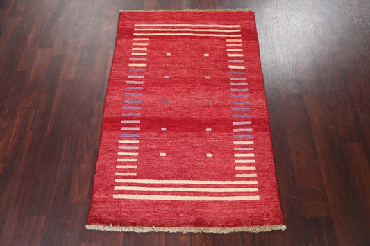 Handmade Red Gabbeh Kashkoli Oriental Rug 3x4