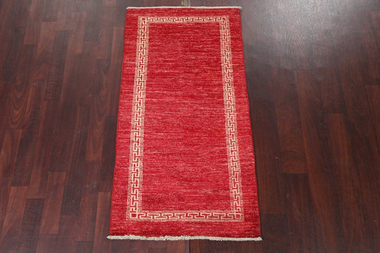 Red Gabbeh Kashkoli Oriental Runner Rug 2x5