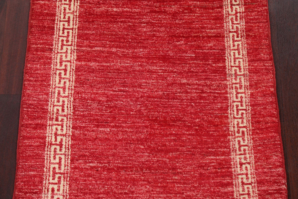 Red Gabbeh Kashkoli Oriental Runner Rug 2x5