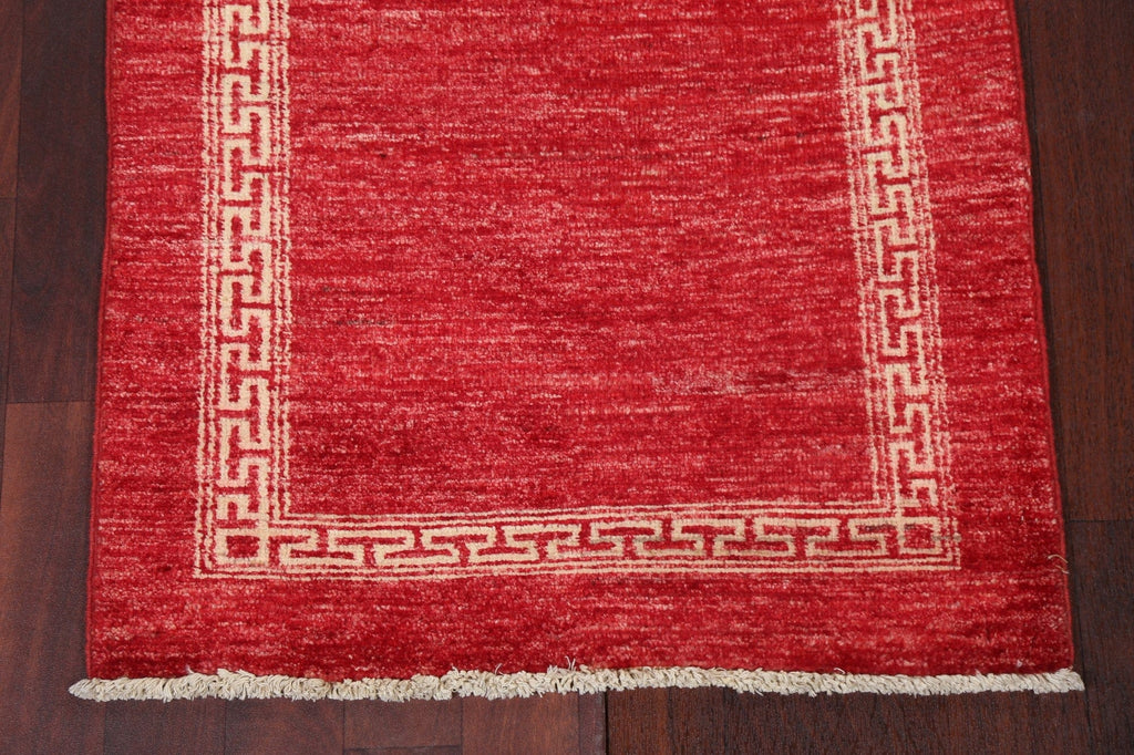 Red Gabbeh Kashkoli Oriental Runner Rug 2x5