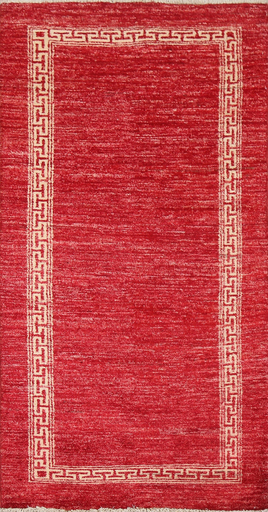 Red Gabbeh Kashkoli Oriental Runner Rug 2x5