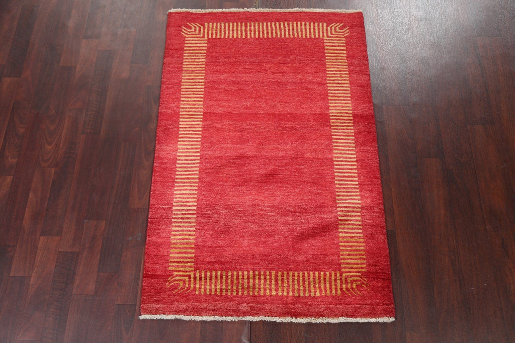 Red Gabbeh Kashkoli Oriental Wool Rug 3x5