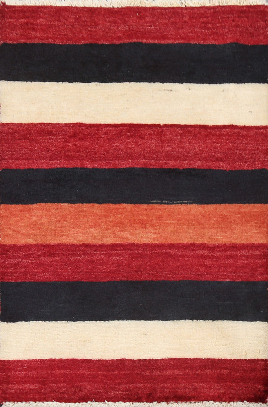 Striped Wool Gabbeh Kashkoli Oriental Rug 2x3