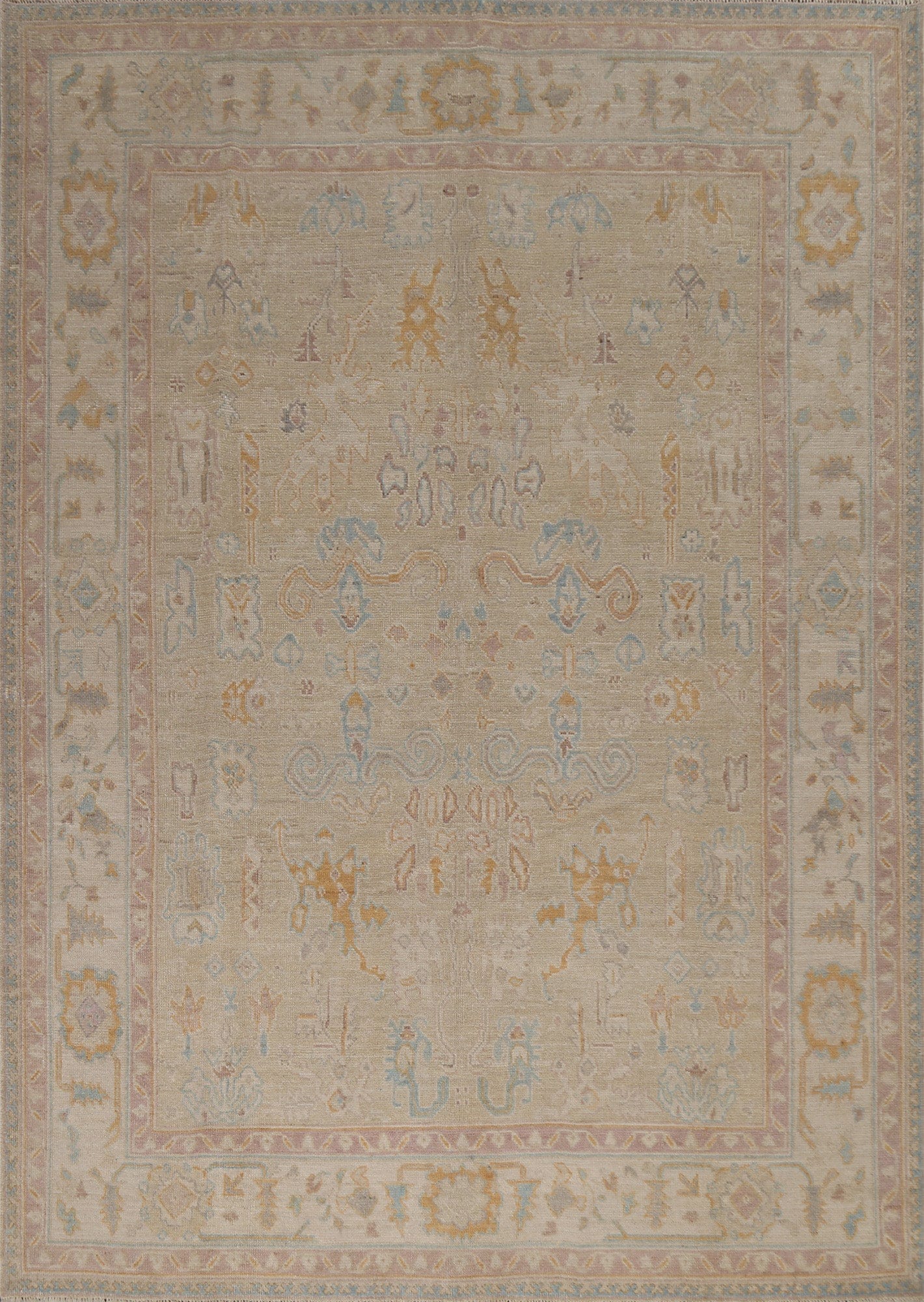 Vegetable Dye Oushak Oriental Turkish Rug 8x10