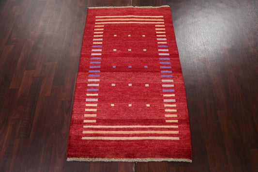 Red Handmade Gabbeh Kashkoli Oriental Rug 3x4