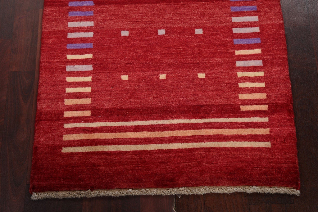 Red Handmade Gabbeh Kashkoli Oriental Rug 3x4