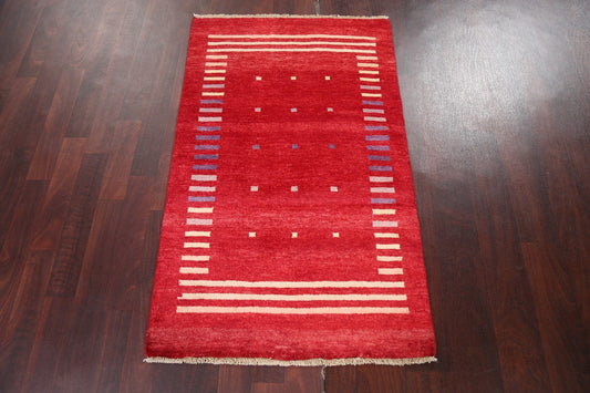 Red Wool Gabbeh Kashkoli Oriental Handmade Rug 3x4