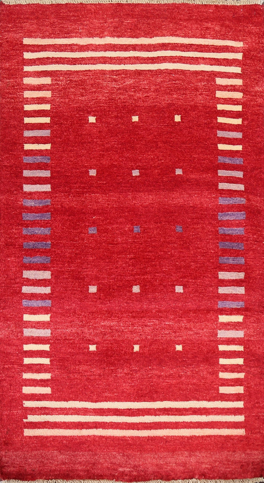 Red Wool Gabbeh Kashkoli Oriental Handmade Rug 3x4