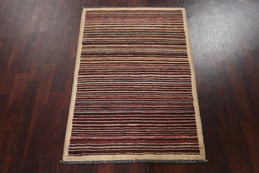 Striped Gabbeh Kashkoli Oriental Handmade Rug 3x4