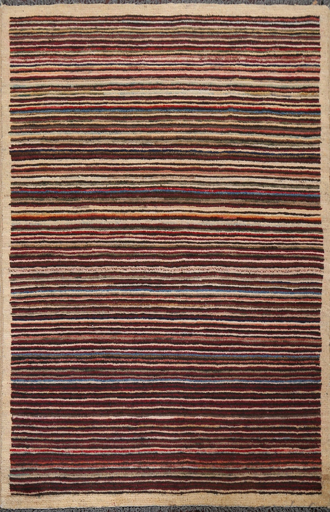 Striped Gabbeh Kashkoli Oriental Handmade Rug 3x4