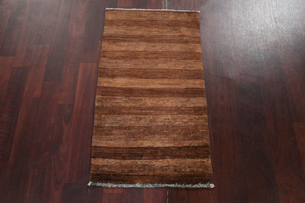 Brown Striped Gabbeh Kashkoli Oriental Rug 2x3