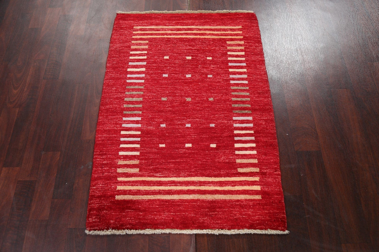 Red Wool Gabbeh Kashkoli Handmade Oriental Rug 3x4