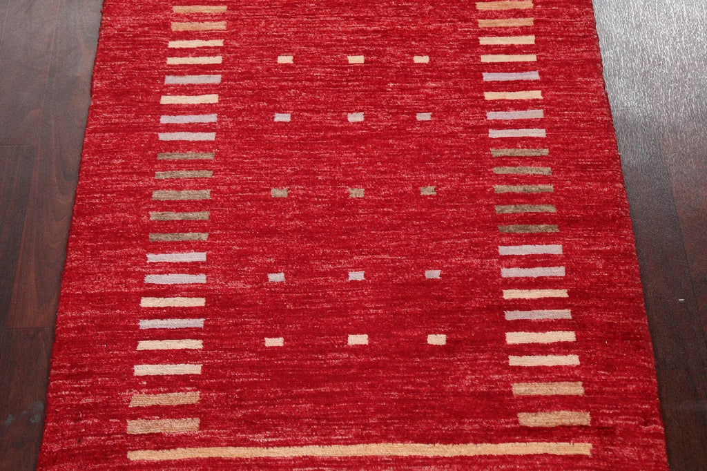 Red Wool Gabbeh Kashkoli Handmade Oriental Rug 3x4