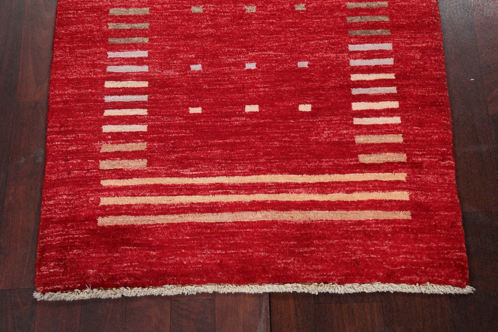 Red Wool Gabbeh Kashkoli Handmade Oriental Rug 3x4