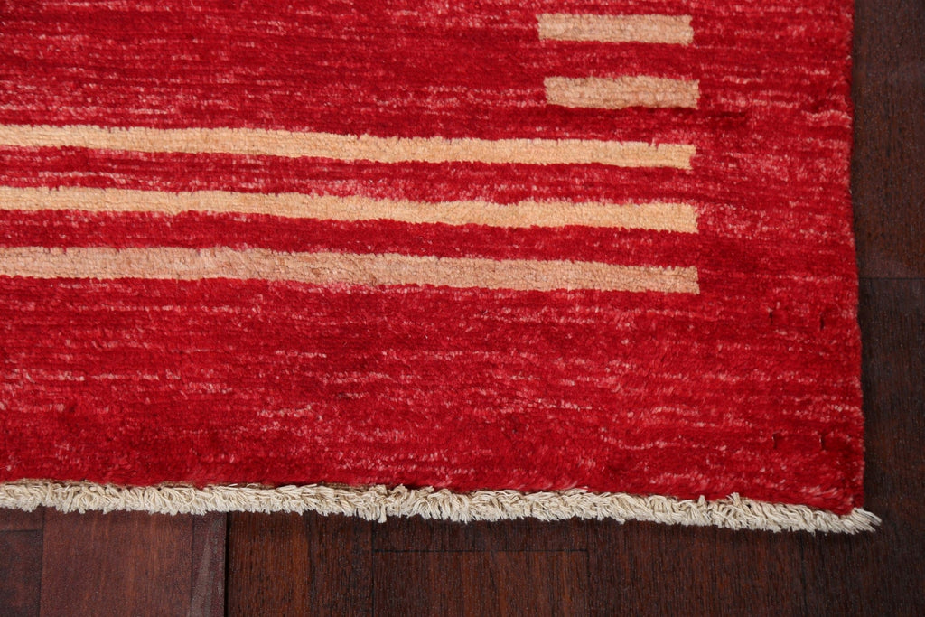 Red Wool Gabbeh Kashkoli Handmade Oriental Rug 3x4