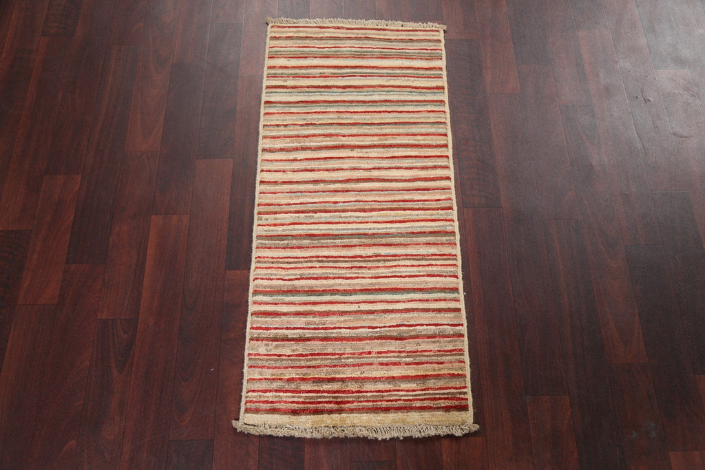 Striped Wool Gabbeh Kashkoli Oriental Rug 1x3