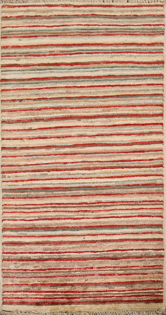 Striped Wool Gabbeh Kashkoli Oriental Rug 1x3