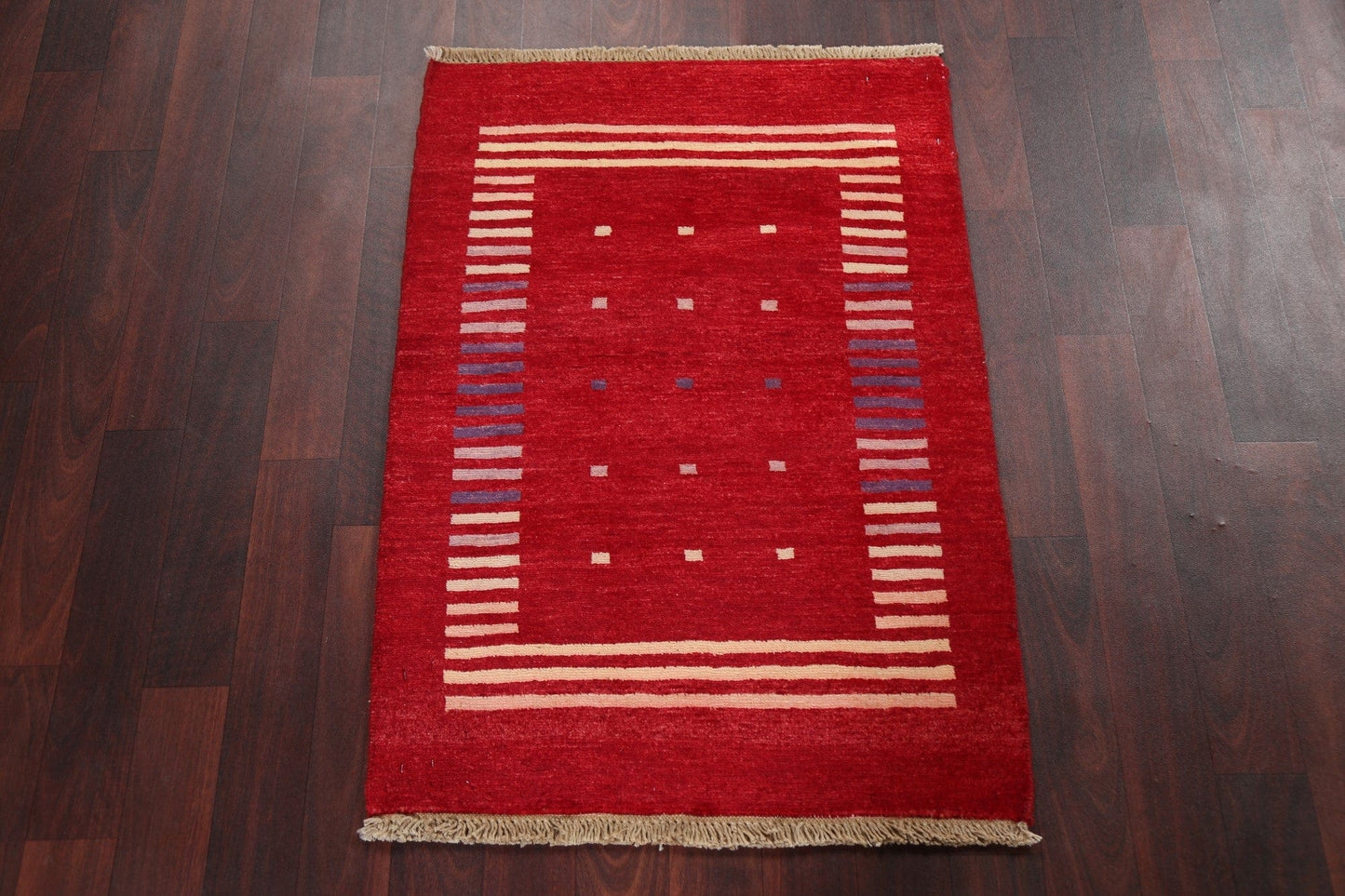 Red Gabbeh Kashkoli Oriental Wool Rug 2x3