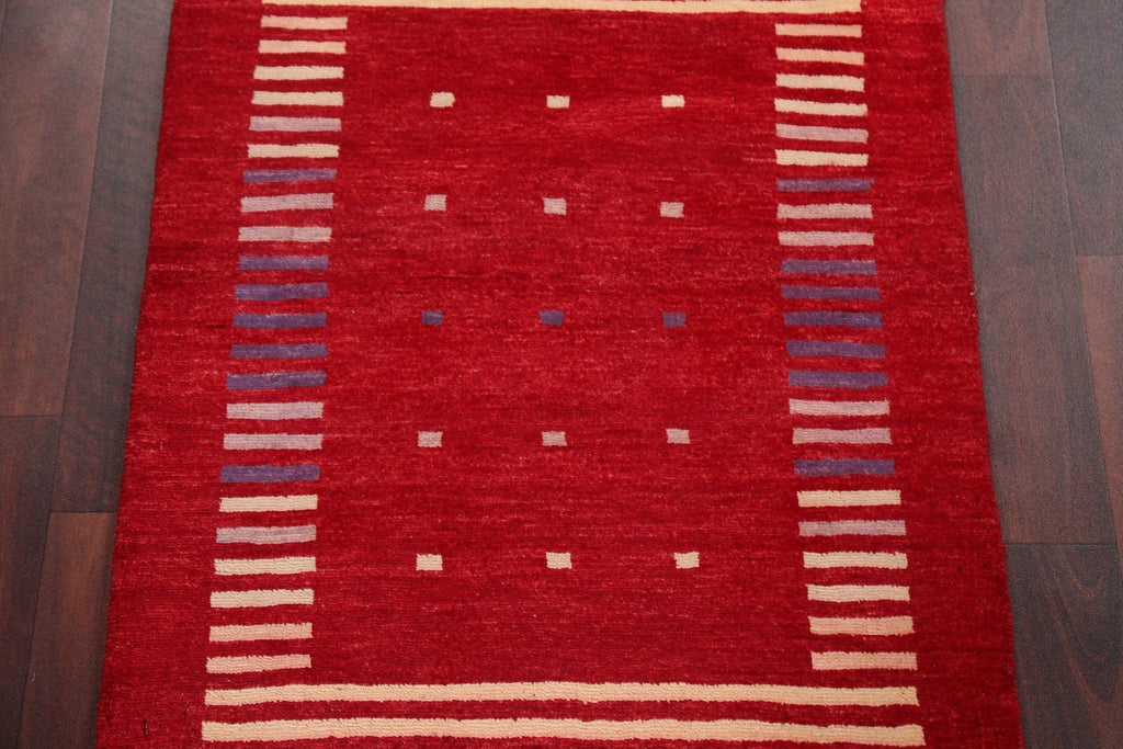 Red Gabbeh Kashkoli Oriental Wool Rug 2x3