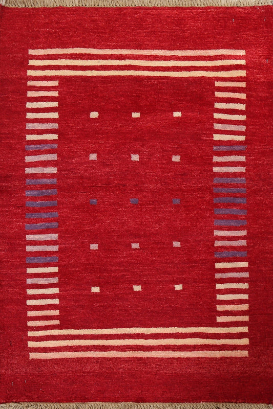 Red Gabbeh Kashkoli Oriental Wool Rug 2x3