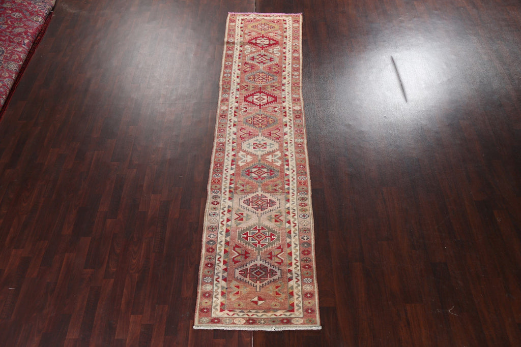 Geometric Wool Oushak Oriental Runner Rug 3x12