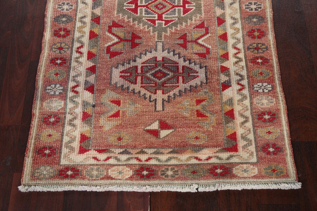 Geometric Wool Oushak Oriental Runner Rug 3x12