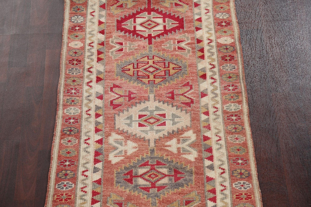 Geometric Wool Oushak Oriental Runner Rug 3x12