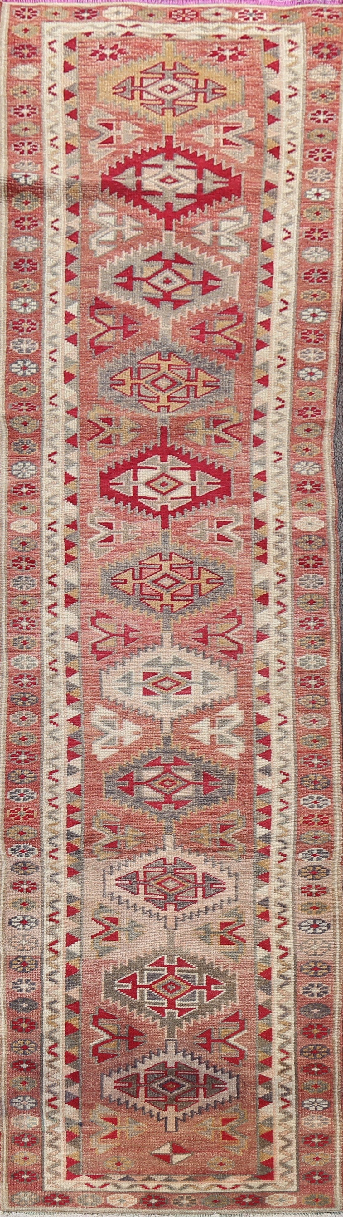 Geometric Wool Oushak Oriental Runner Rug 3x12