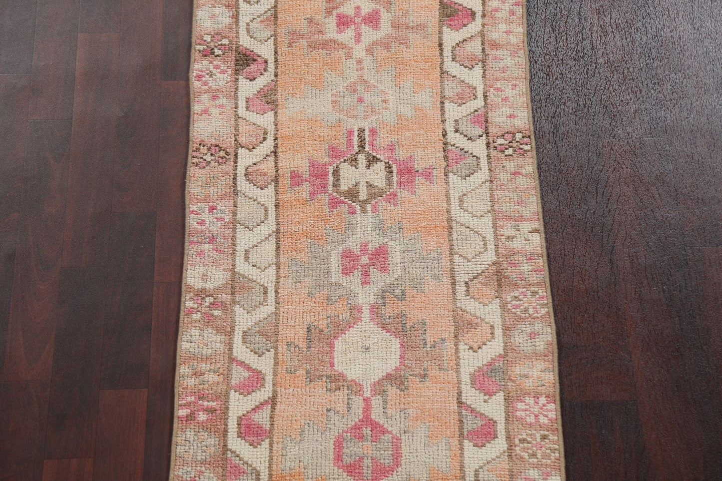 Geometric Wool Oushak Turkish Runner Rug 2x12