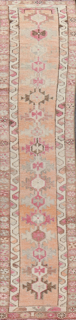 Geometric Wool Oushak Turkish Runner Rug 2x12