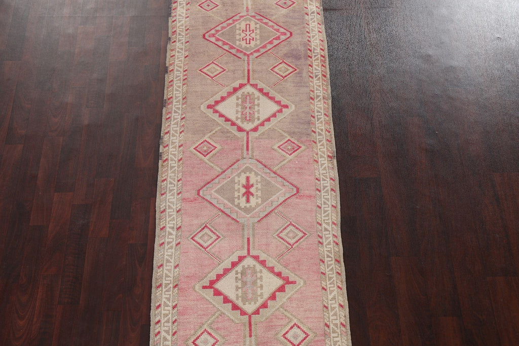 Turkish Geometric Oushak Oriental Runner Rug 3x10