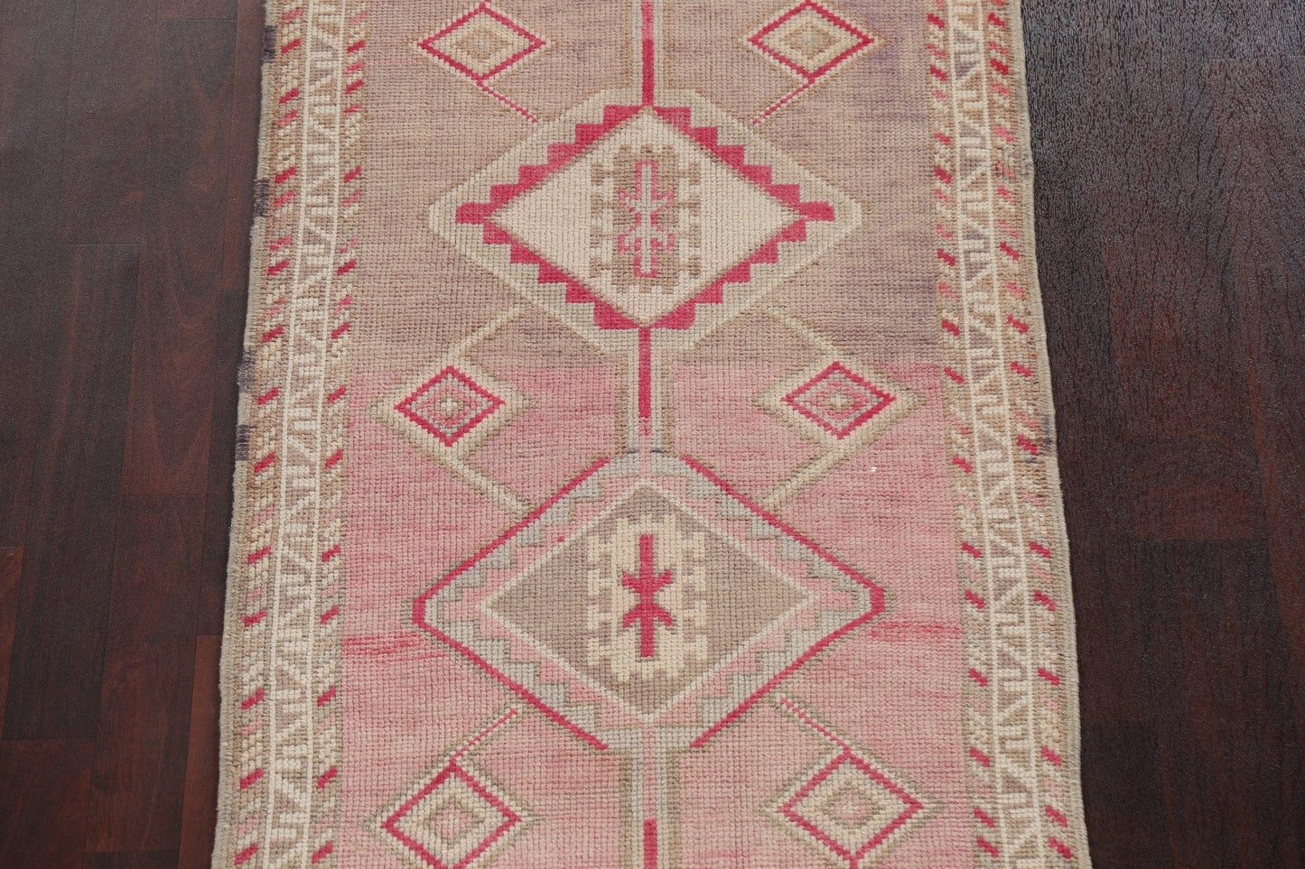 Turkish Geometric Oushak Oriental Runner Rug 3x10