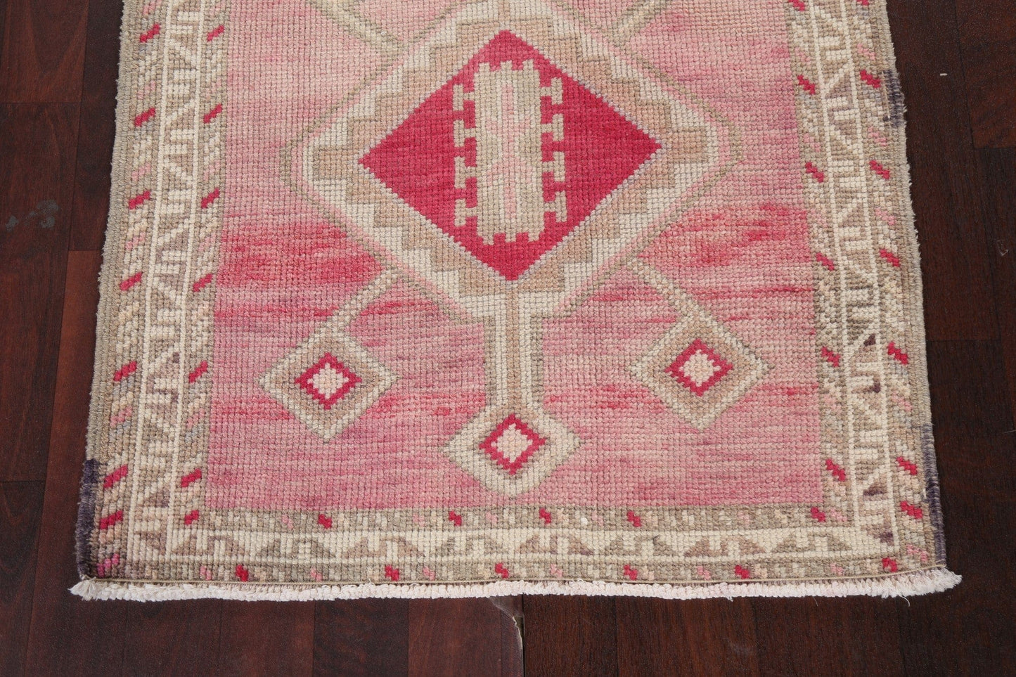 Turkish Geometric Oushak Oriental Runner Rug 3x10