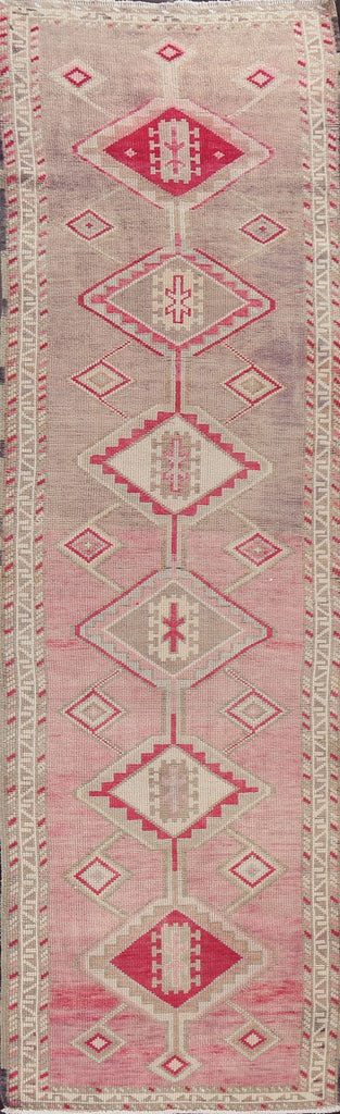 Turkish Geometric Oushak Oriental Runner Rug 3x10