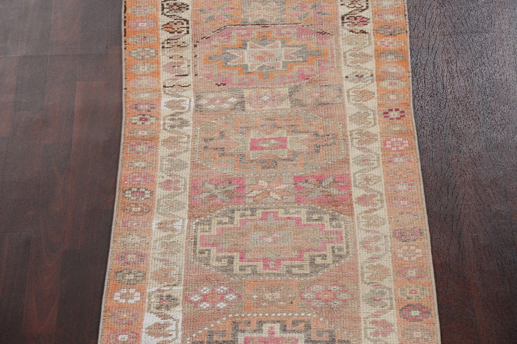 Geometric Wool Oushak Oriental Runner Rug 3x14