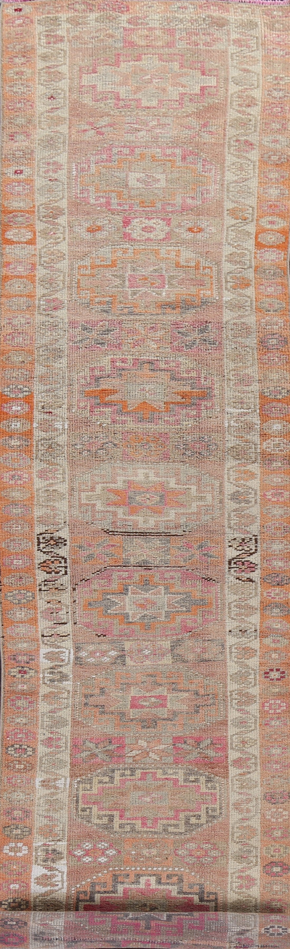 Geometric Wool Oushak Oriental Runner Rug 3x14