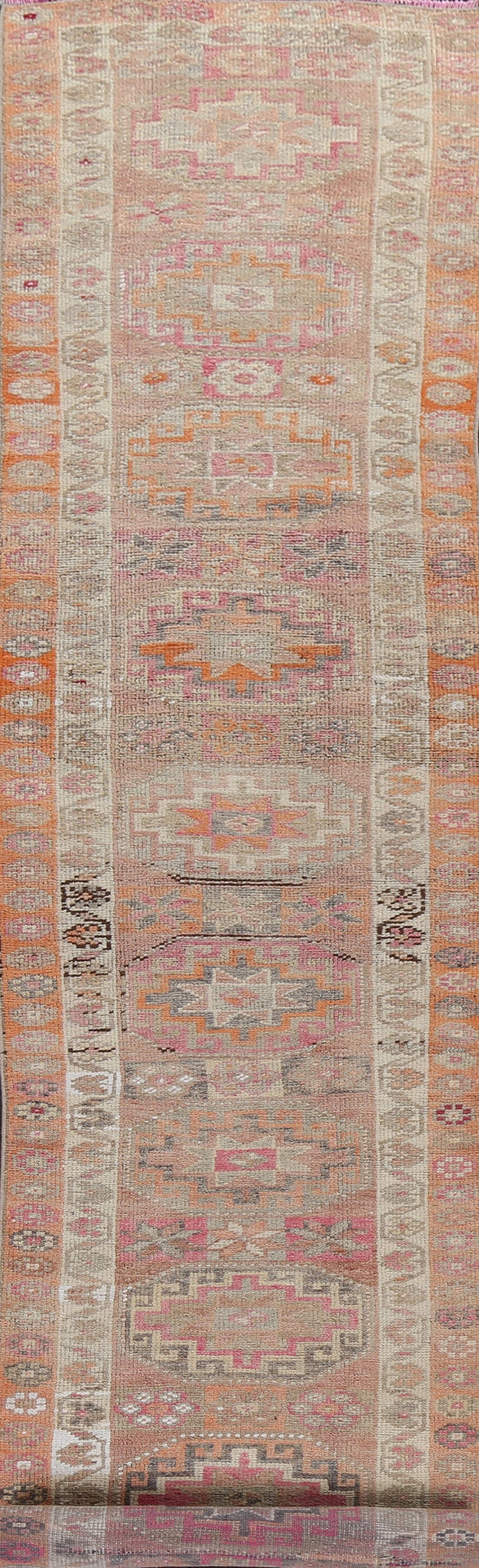 Geometric Wool Oushak Oriental Runner Rug 3x14