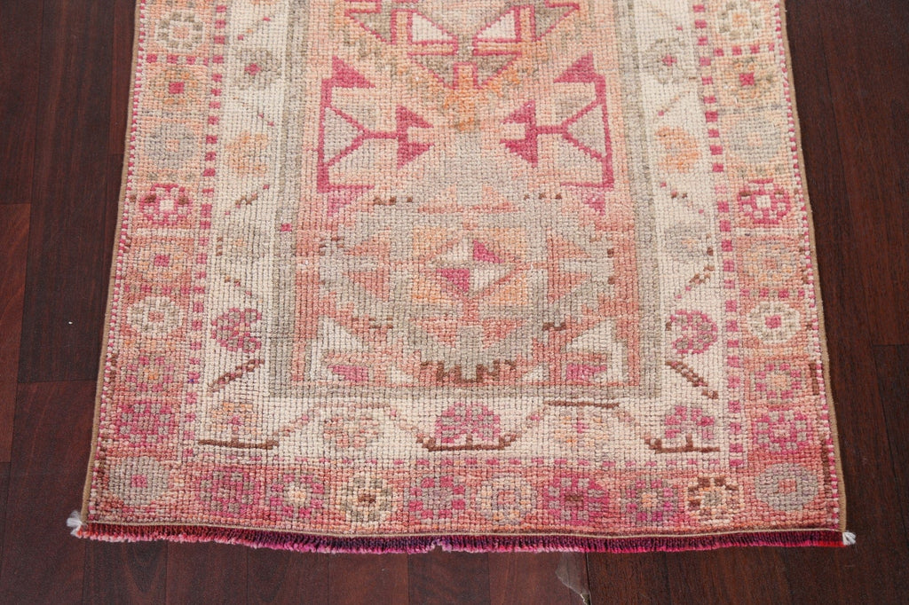 Geometric Wool Oushak Turkish Runner Rug 3x14