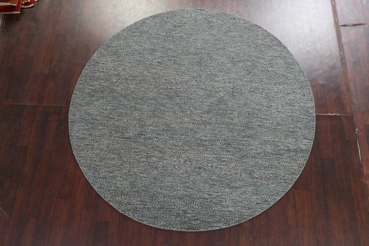 Contemporary Gray Gabbeh Round Wool Rug 8x8