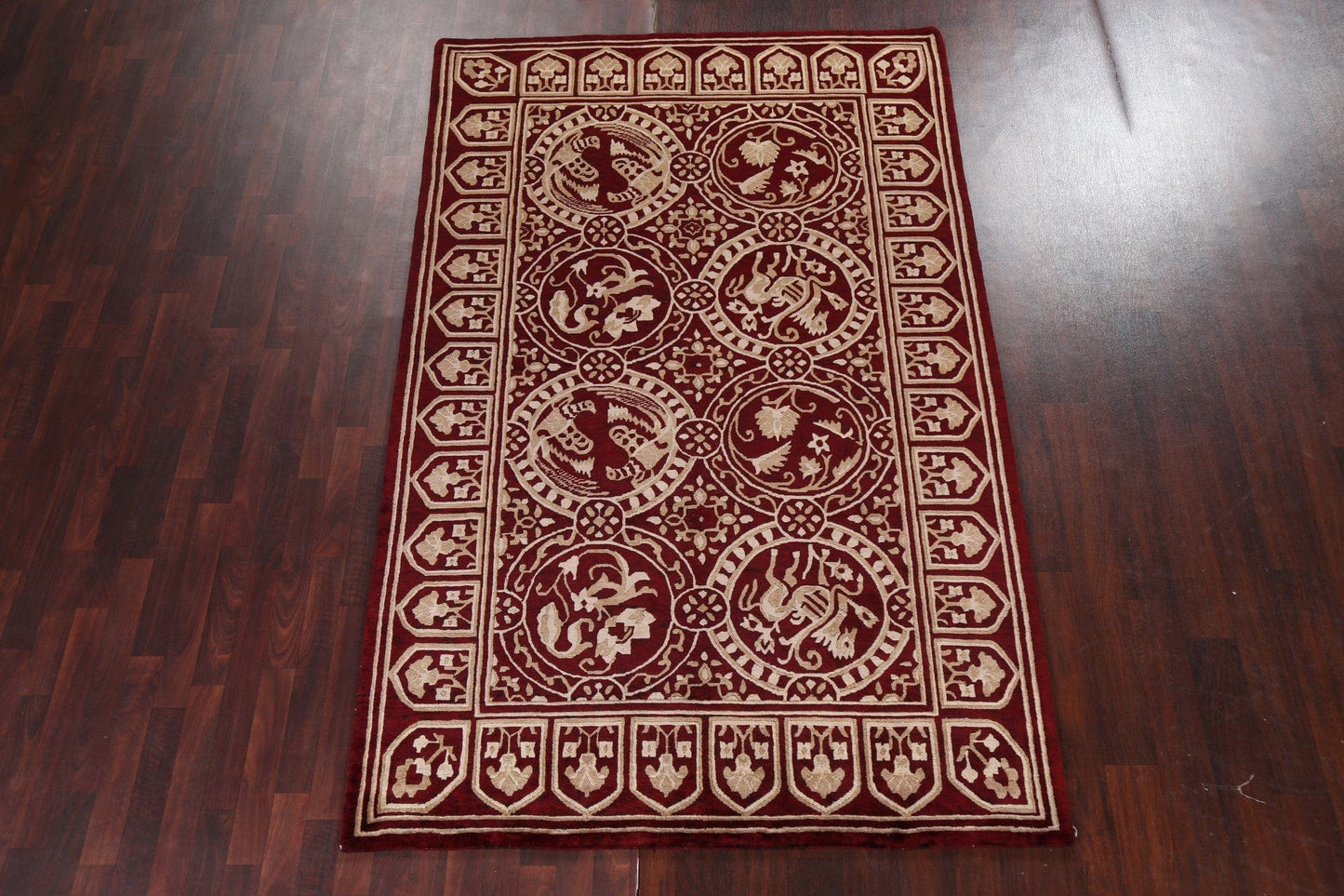 Animal Pictorial Nepalese Vegetable Dye Wool Rug 6x9